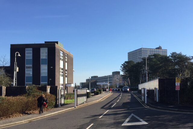 Entrance to the DVLA (Driver and Vehicle Licensing Agency) building