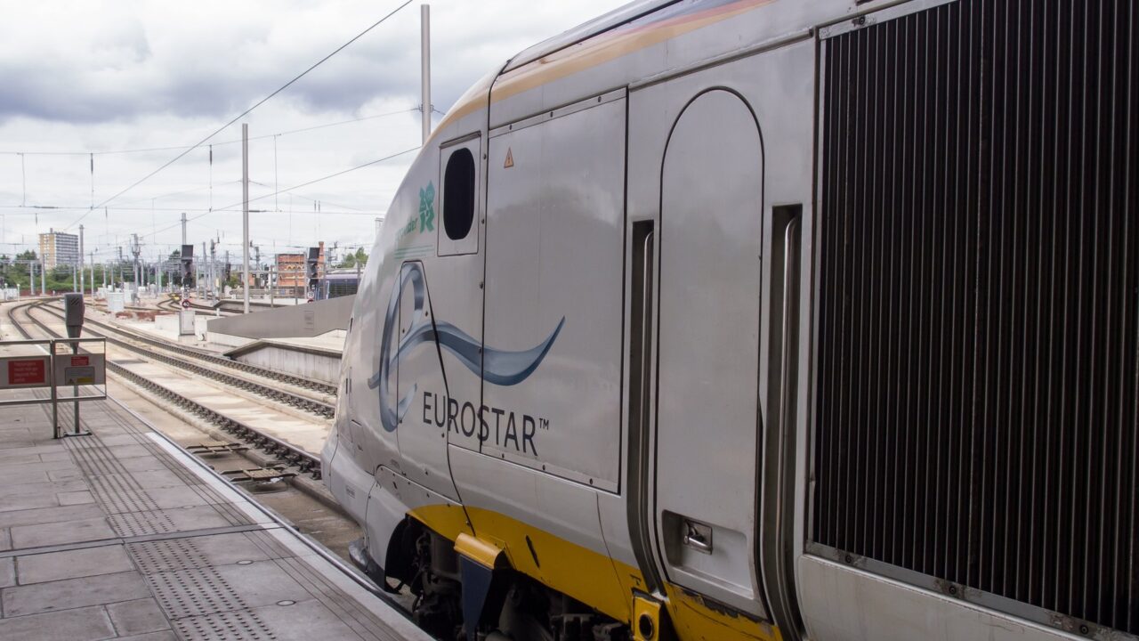 Eurostar train at St Pancras International Railway Station platform
