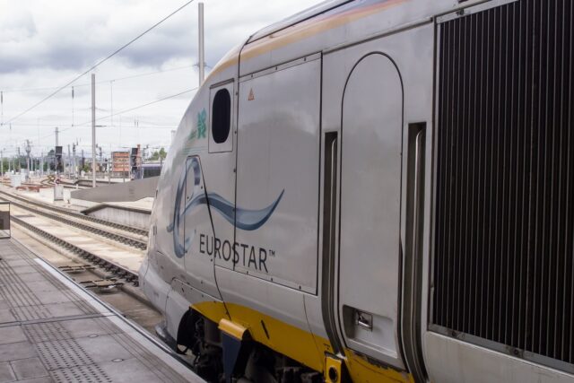 Eurostar train at St Pancras International Railway Station platform
