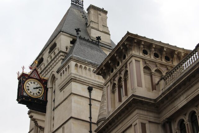 The Royal Courts of Justice building on the Strand in London, a Victorian Gothic courthouse housing the Court of Appeal.