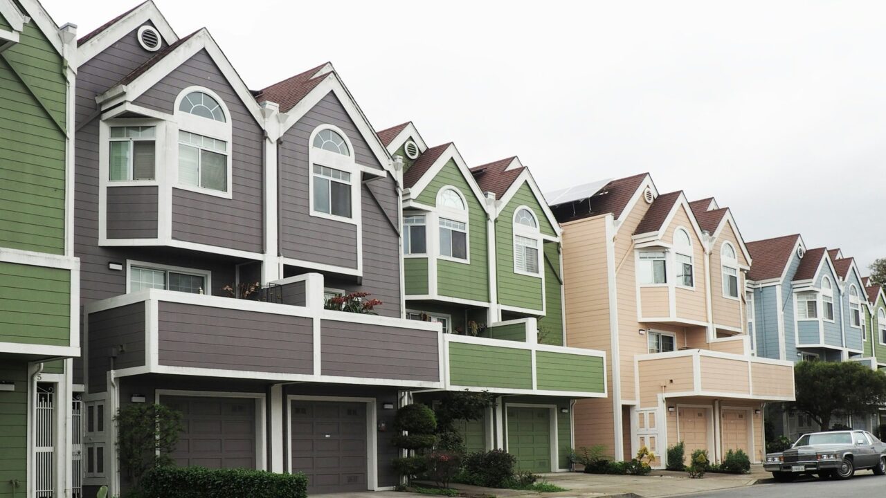 A row of residential houses photographed during daytime