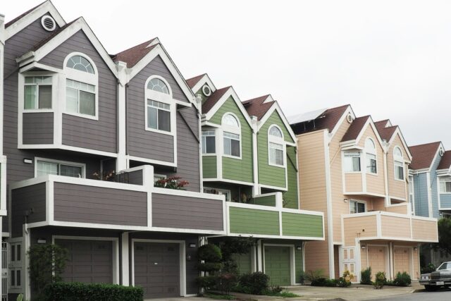 A row of residential houses photographed during daytime