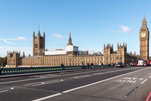 The Palace of Westminster, home of the UK Parliament, in London