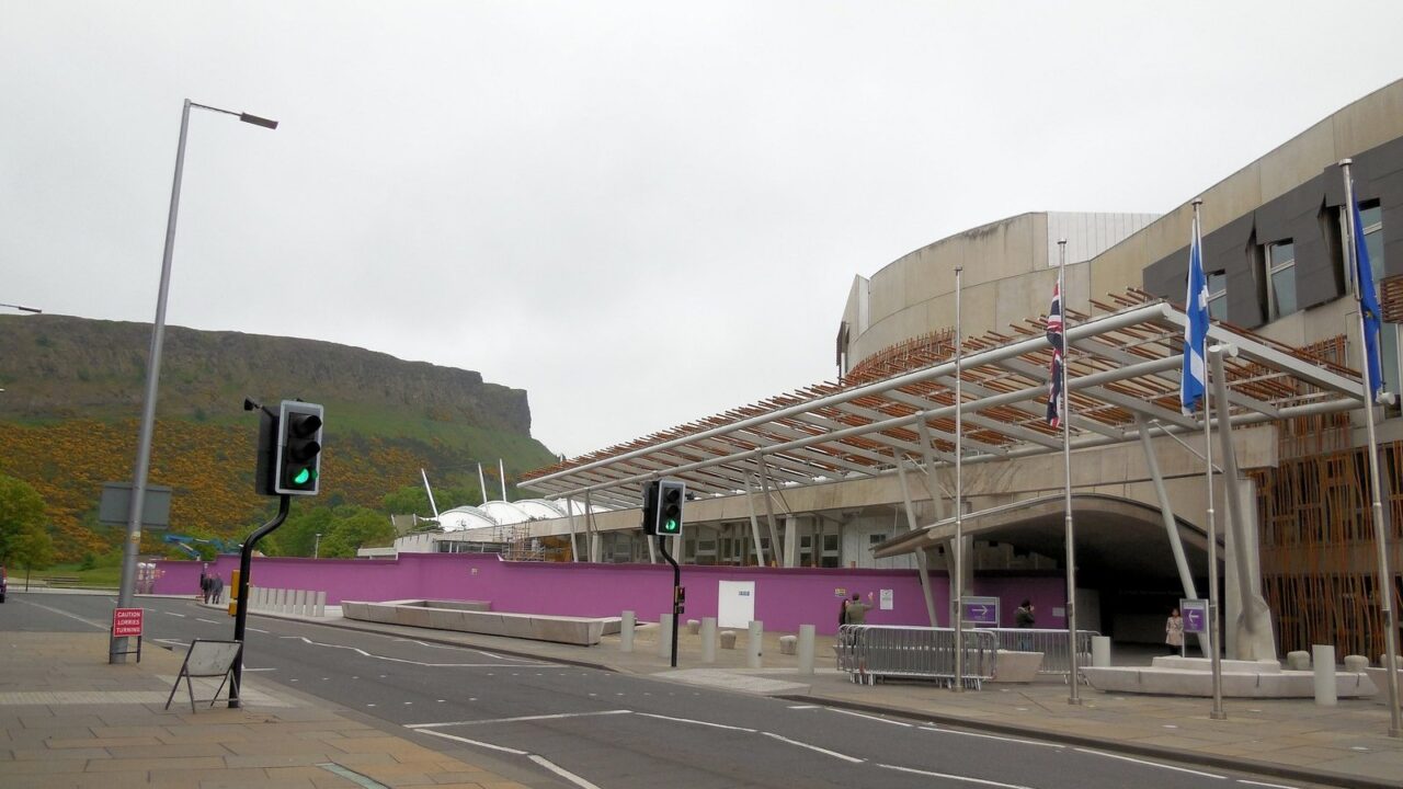 The Scottish Parliament building at Holyrood in Edinburgh, Scotland.