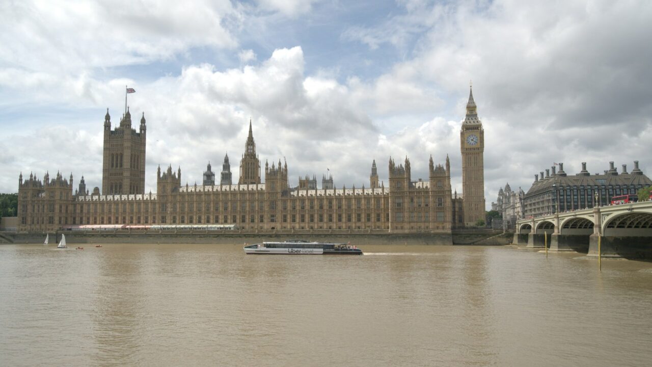 The Houses of Parliament and Big Ben beside the River Thames in London