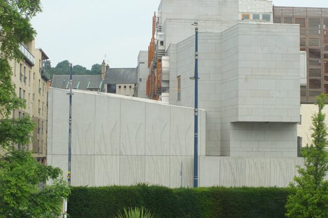 Scottish Parliament building at Holyrood in Edinburgh