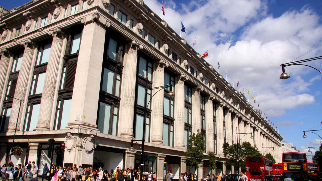 Selfridges department store frontage on Oxford Street, London