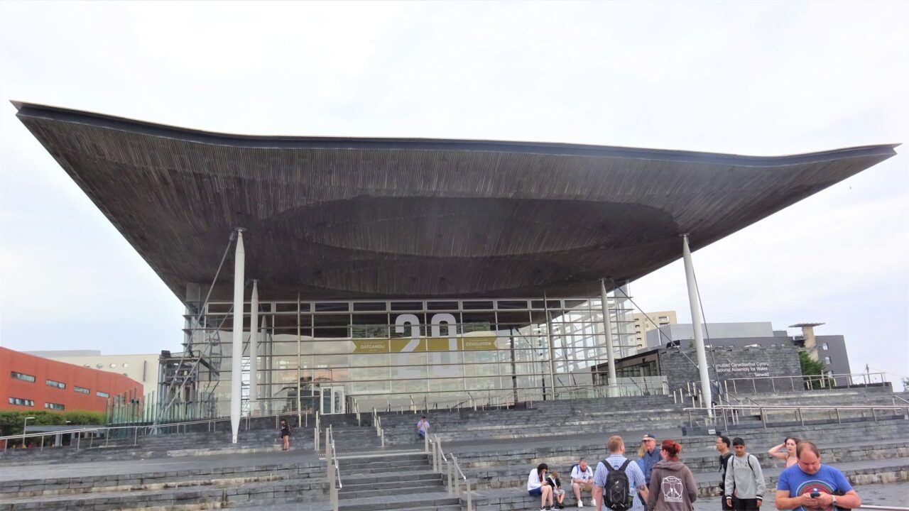 The Senedd building in Cardiff Bay, the Welsh Parliament where legislation is debated and passed.